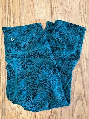 lululemon athletica Girls' Teal Floral Wave Print Leggings